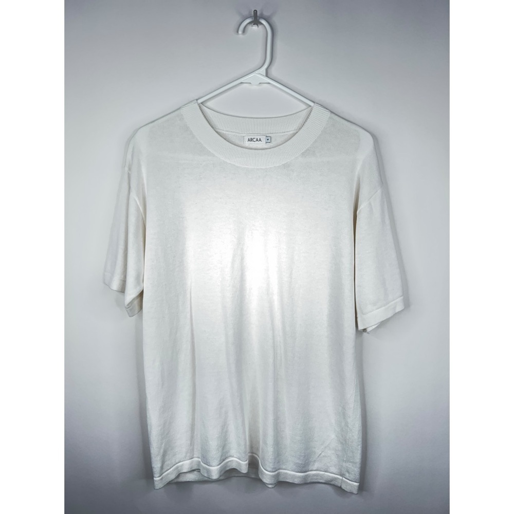 Arcaa Ada Organic Cotton Linen T Shirt Short Sleeve White Oversized Minimal